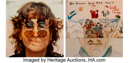 Music Memorabilia:Autographs and Signed Items, Beatles - John Lennon Twice Inscribed Walls And BridgesAlbum (Apple 3416, 1974). ... Image #1